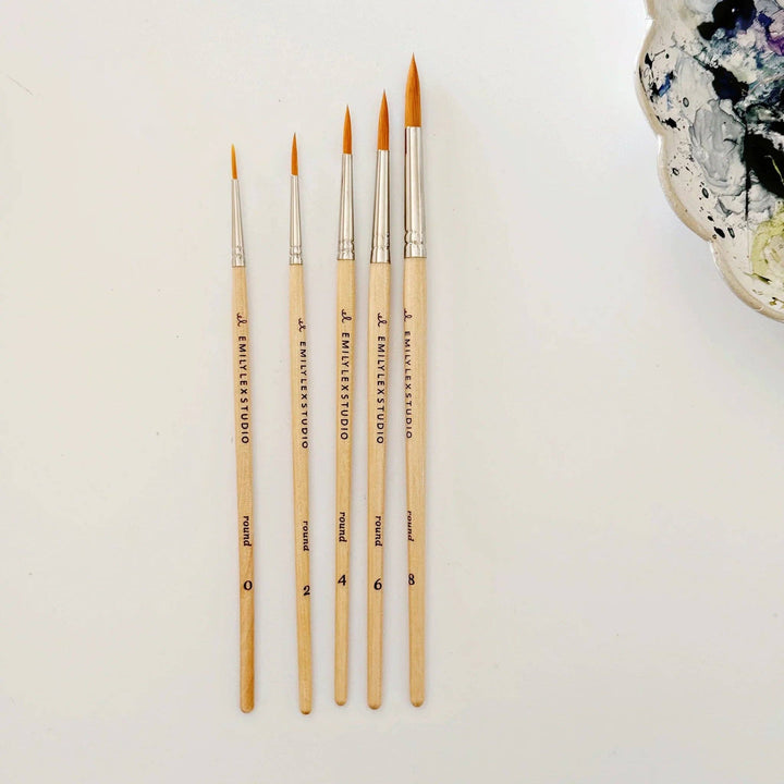 Emily Lex Studio Watercolor Paintbrush Set - Five Wood Brushes