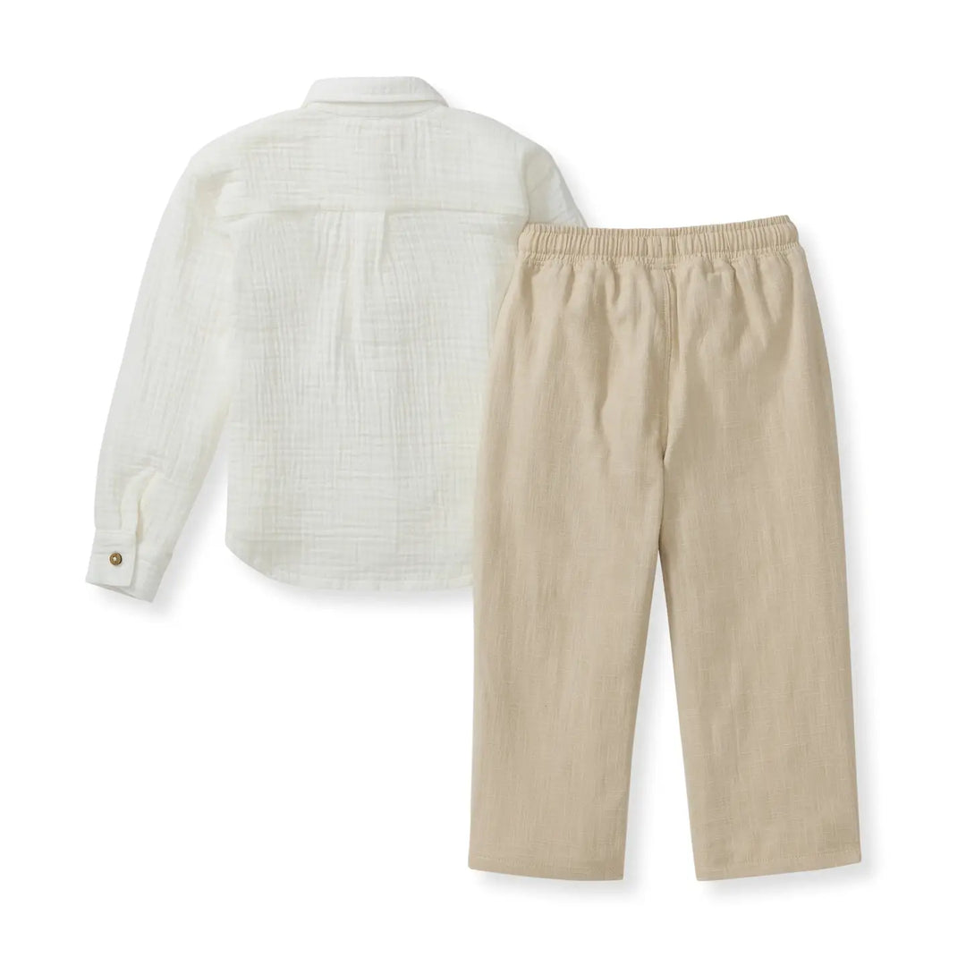 Burt's Bees Button Down Boy Shirt & Pants Set