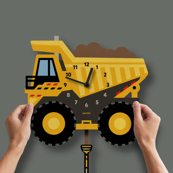 Popclox Dump Truck Pendulum Clock - Wood