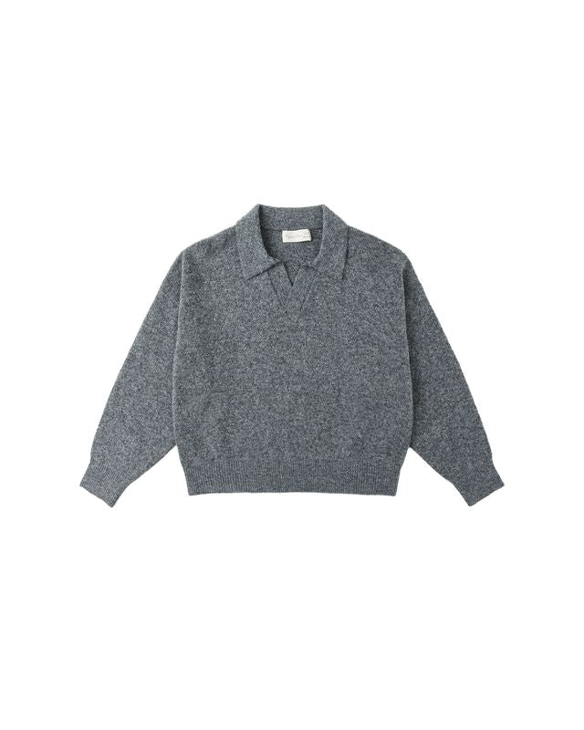 Rylee + Cru Collared Sweater - Heathered Grey