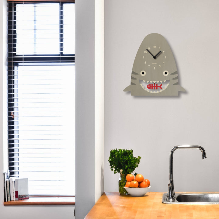 Popclox Shark  Pendulum Clock - Wood