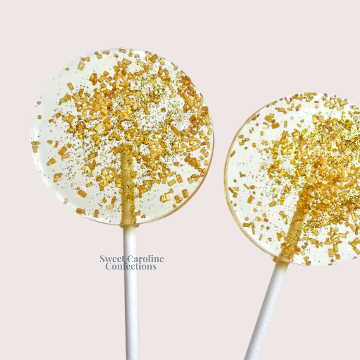 Sweet Caroline Gold Sparkle Lollipops - Black Cherry