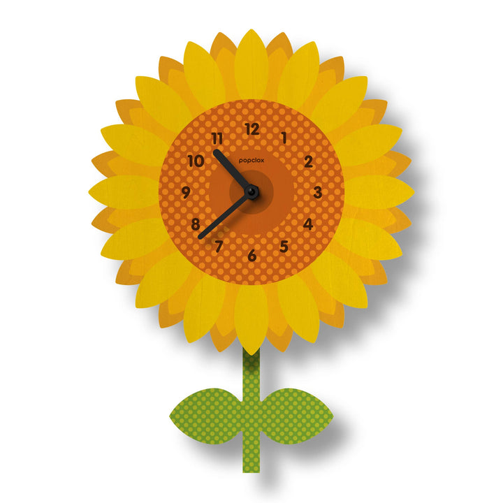 Popclox Sunflower Pendulum Clock - Wood