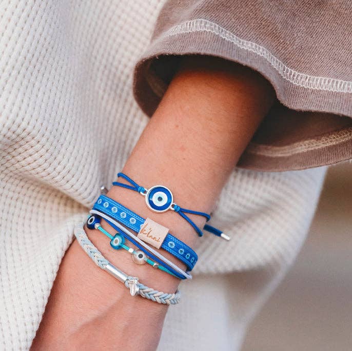 K'lani "Resist" Blue Evil Eye Hair Tie Bracelets