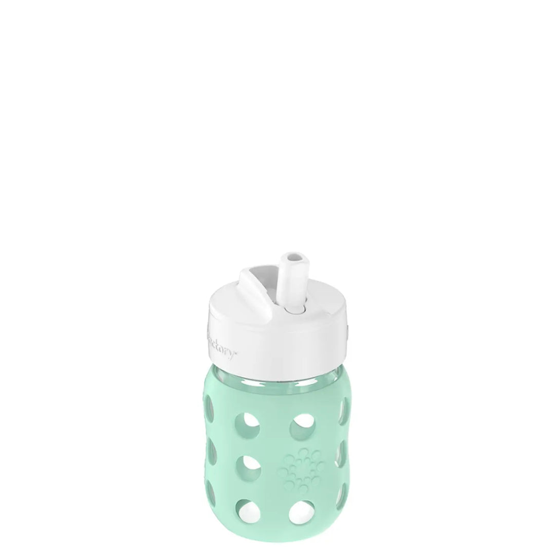 Lifefactory 8oz Glass Baby Bottle with Straw Cap - Mint