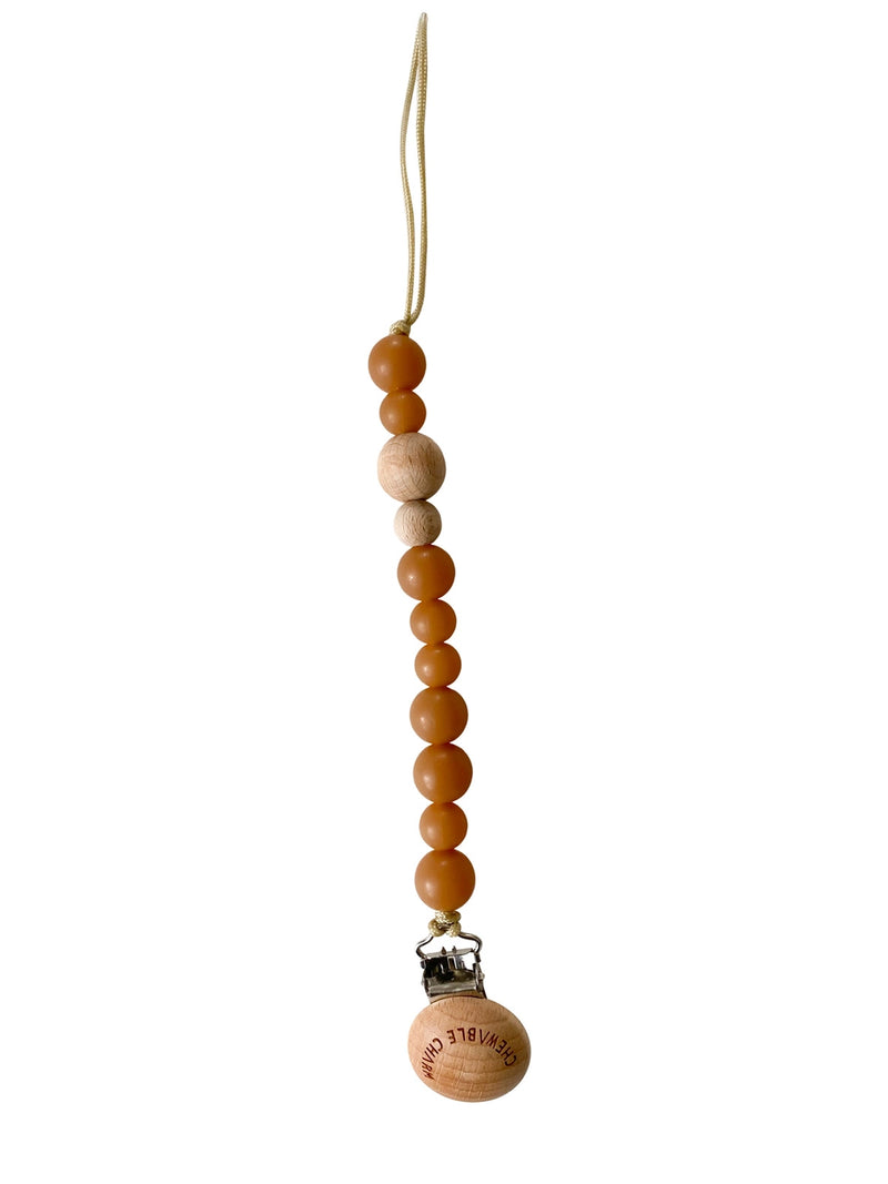 Chewable Charms Classic Pacifier Clip - Wood + Heava Natural Rubber