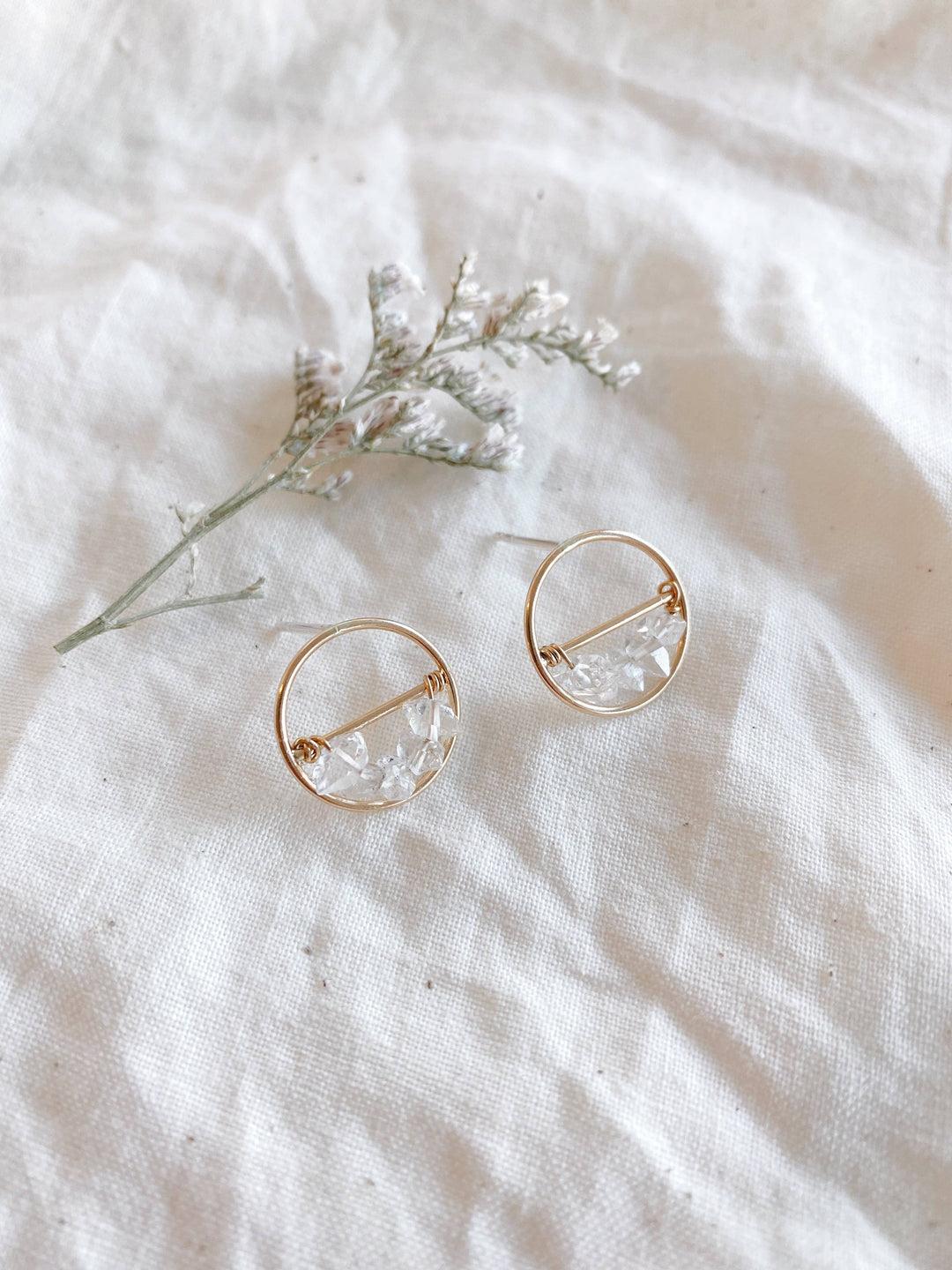 Milk Moon Herkimer Eclipse Studs