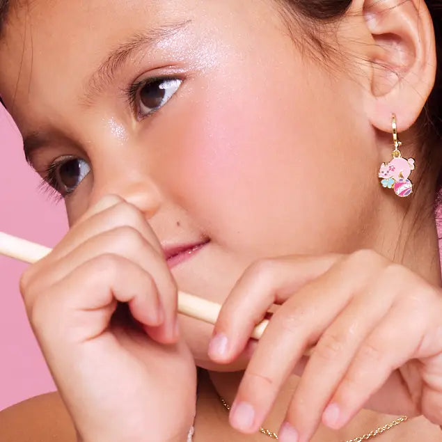 Girl Nation Huggie Hoop Dangle Earrings - Purr-Fect Kitty