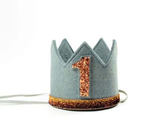 Little Blue Olive Storm Grey 1st Birthday Crown