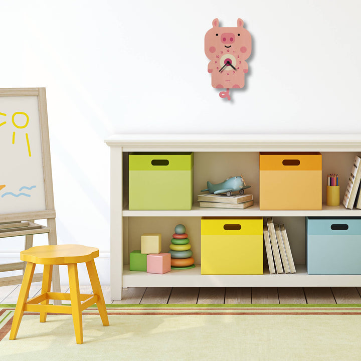Popclox Pig Pendulum Clock - Wood