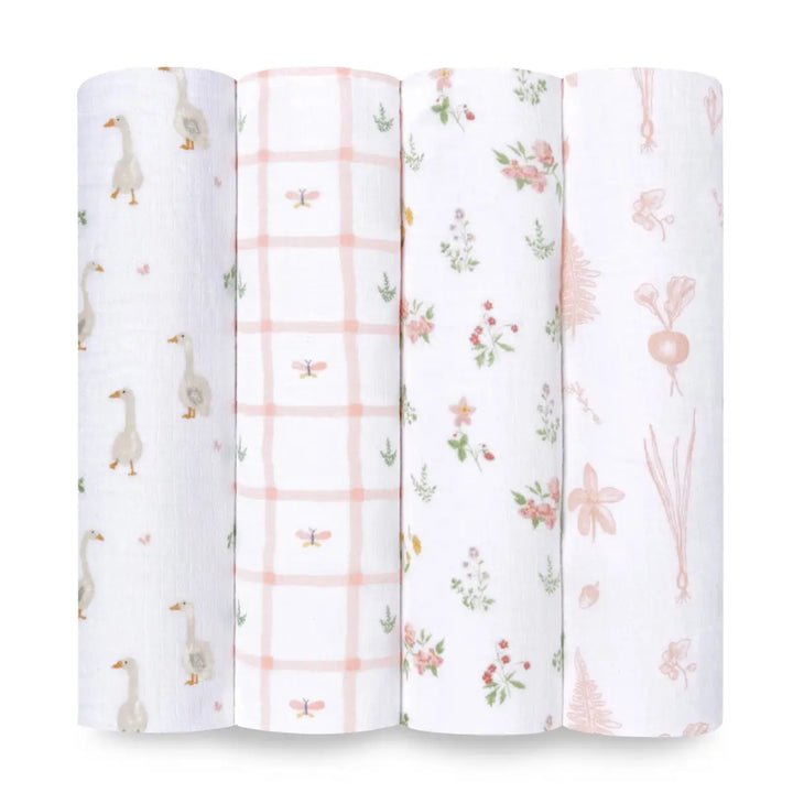 Aden + Anais Essentials Cotton Muslin Swaddle 4 Pack - Country Floral