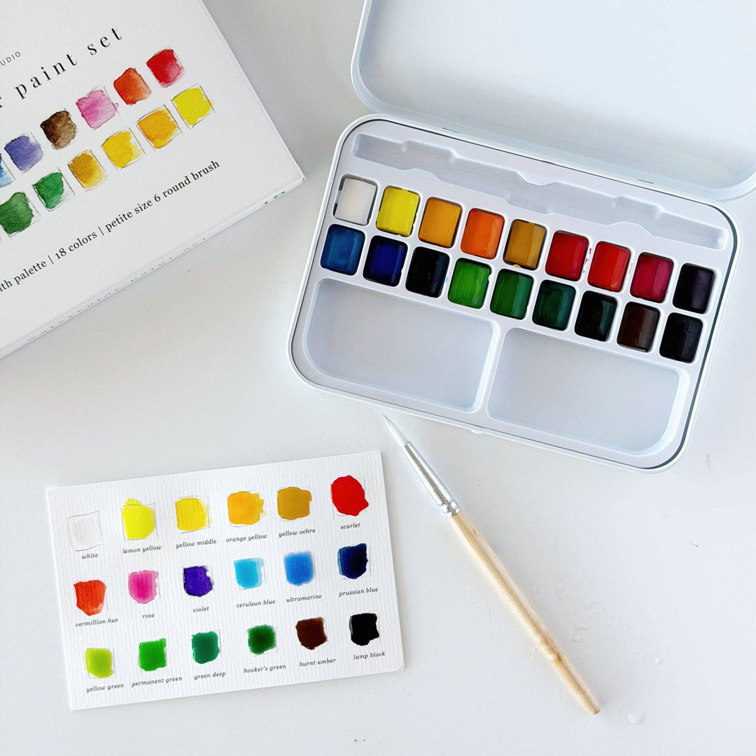 Emily Lex Studio Watercolor Paint Set - 18 Colors With Brush