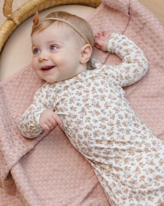 Quincy Mae Bamboo Baby Gown + Hat Set - Wildflower