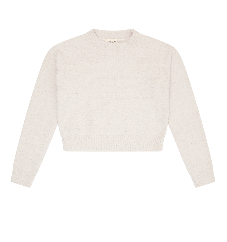 Tenly Sherpa Crew Neck Sweater - Ecru