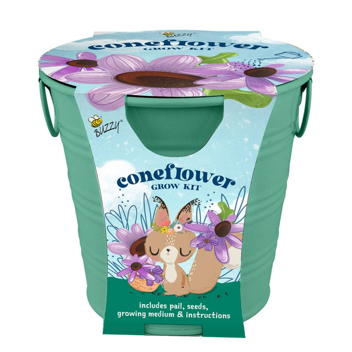 Buzzy Seeds Grow Gifts Kids Flower Grow Pail – Coneflower Garden Starter Gift