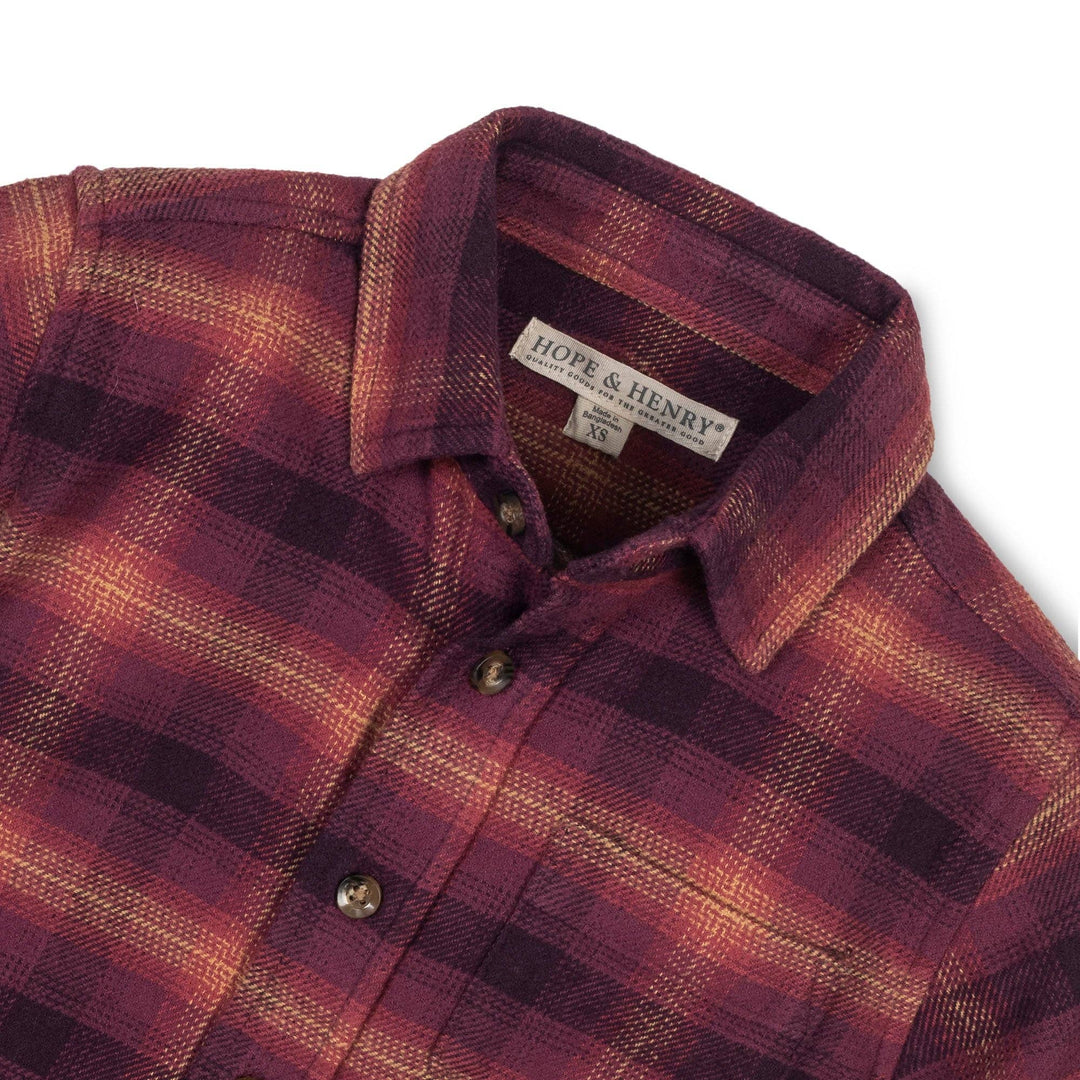 Hope And Henry Organic Flannel Shirt - Sugar Plum Plaid