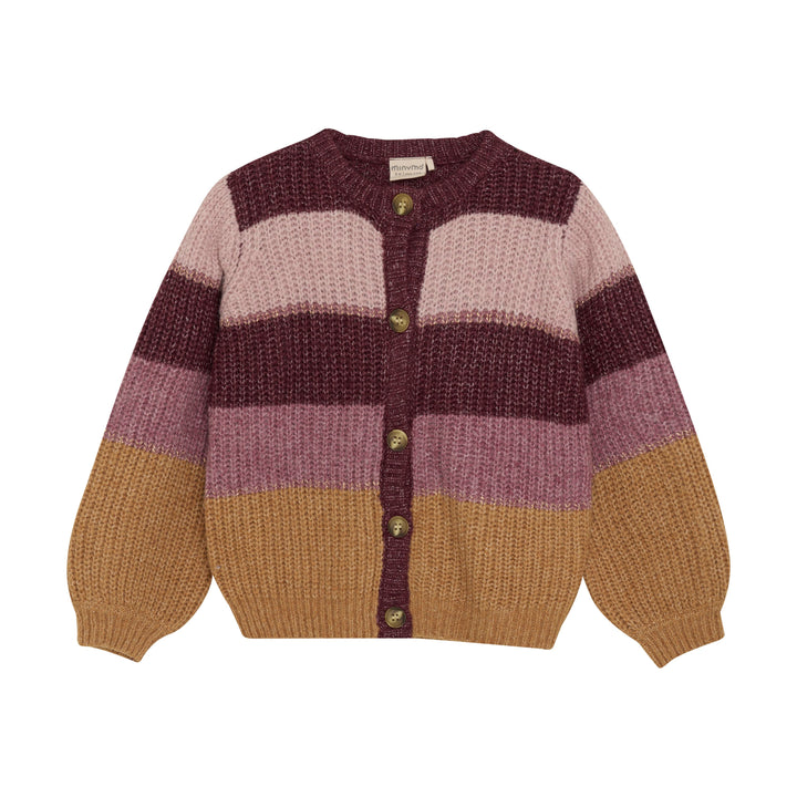 Minymo Mauve Stripe Knit Cardigan