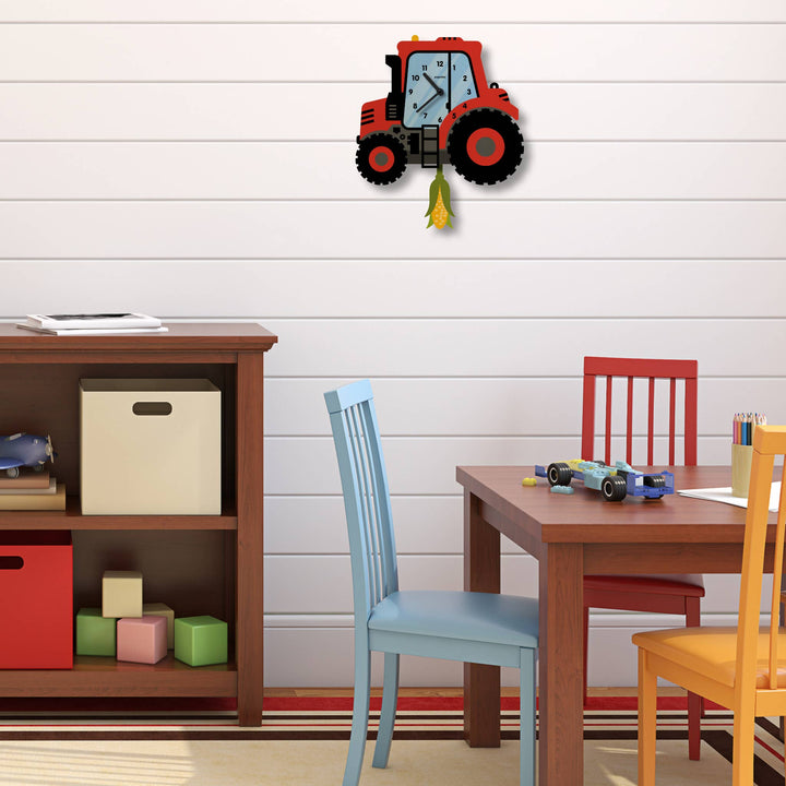 Popclox Green Tractor Pendulum Clock - Wood