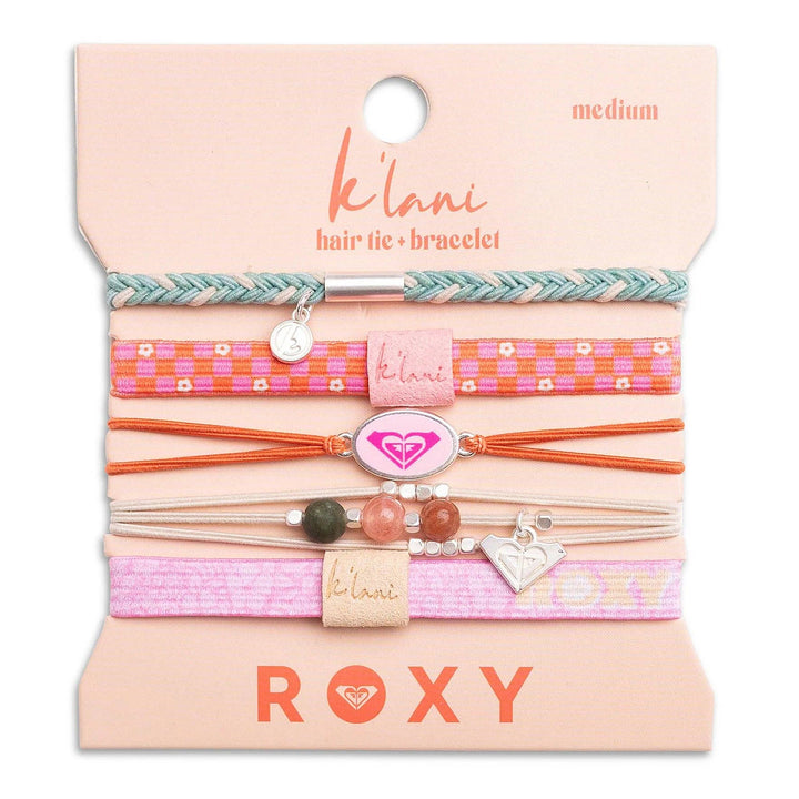 K'lani "Roxy Pink Tropics" Pink and Coral Island Vibe Hair Tie Bracelets