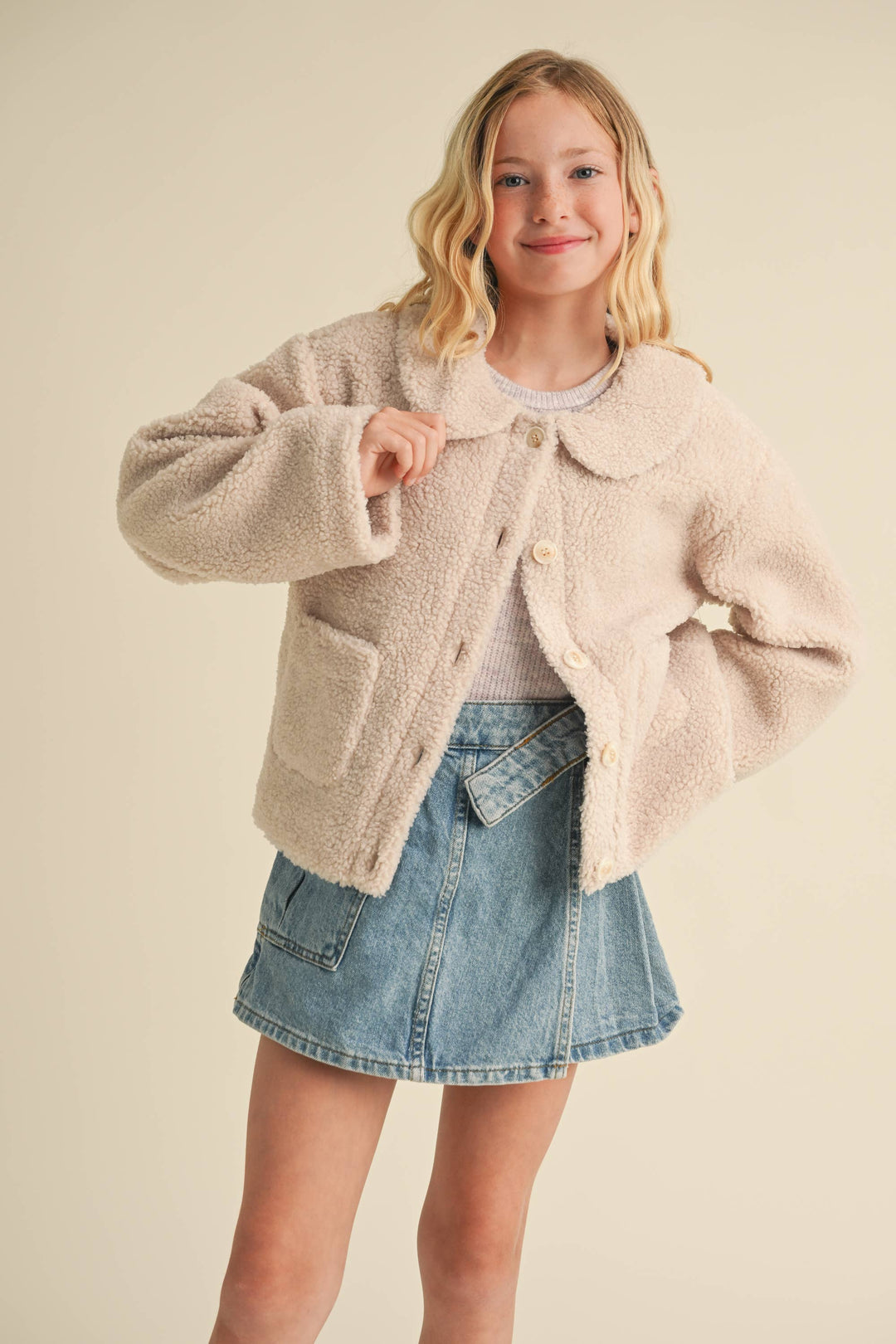 Heart And Arrow Sherpa Peter Pan Collar Jacket
