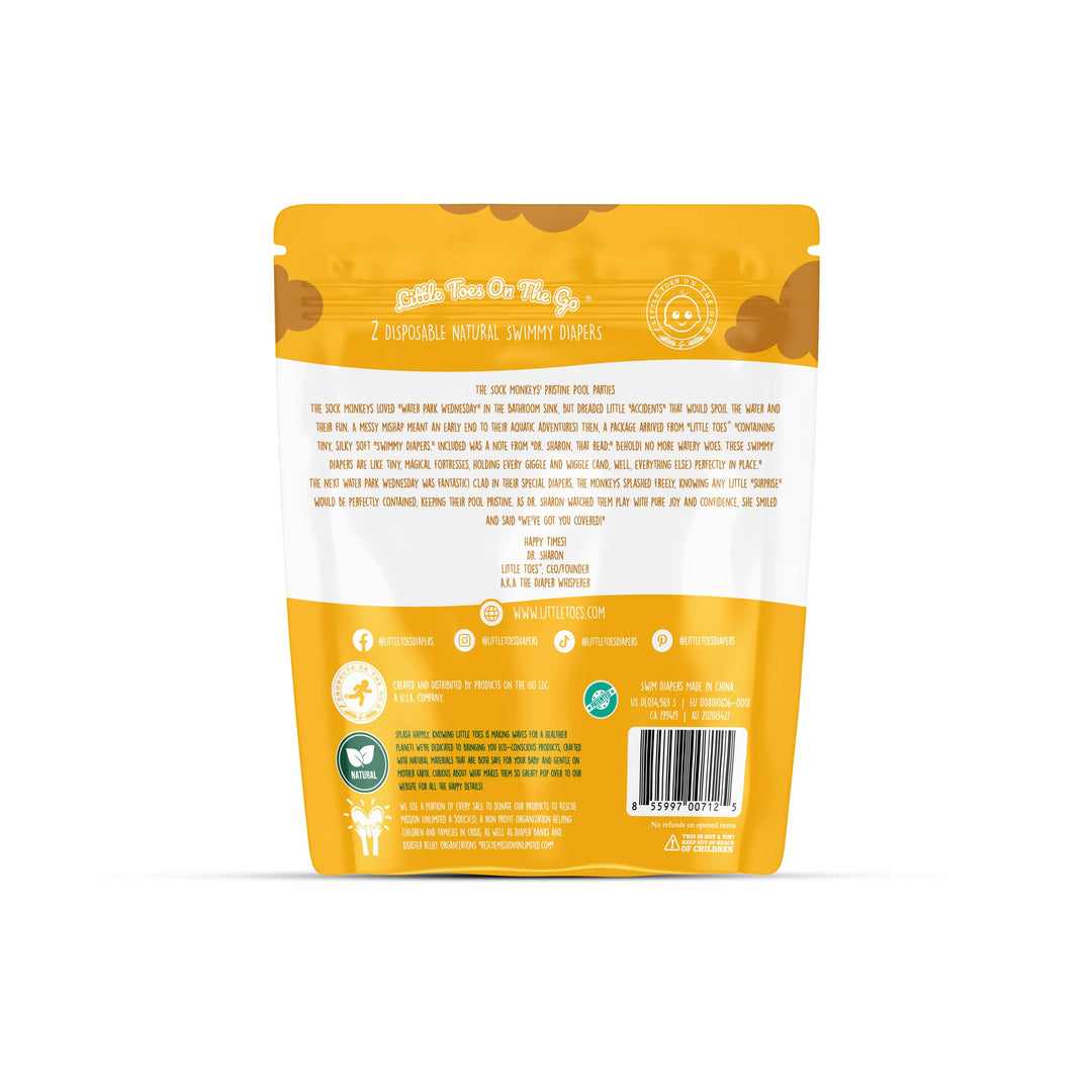 Little Toes On The Go Natural Swim Diapers 2-Pack - Medium