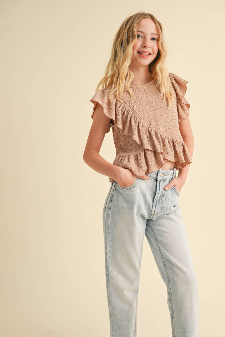Heart And Arrow Asymmetrical Ruffle Top