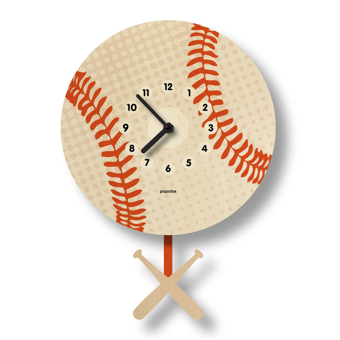 Popclox Baseball Pendulum Clock - Wood