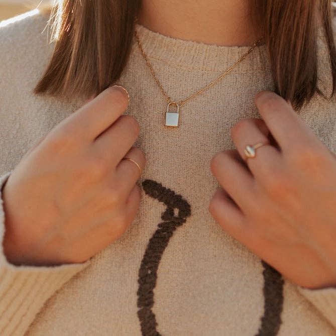 Mauve Jewelry Co. Newport Gold Filled Lock Necklace