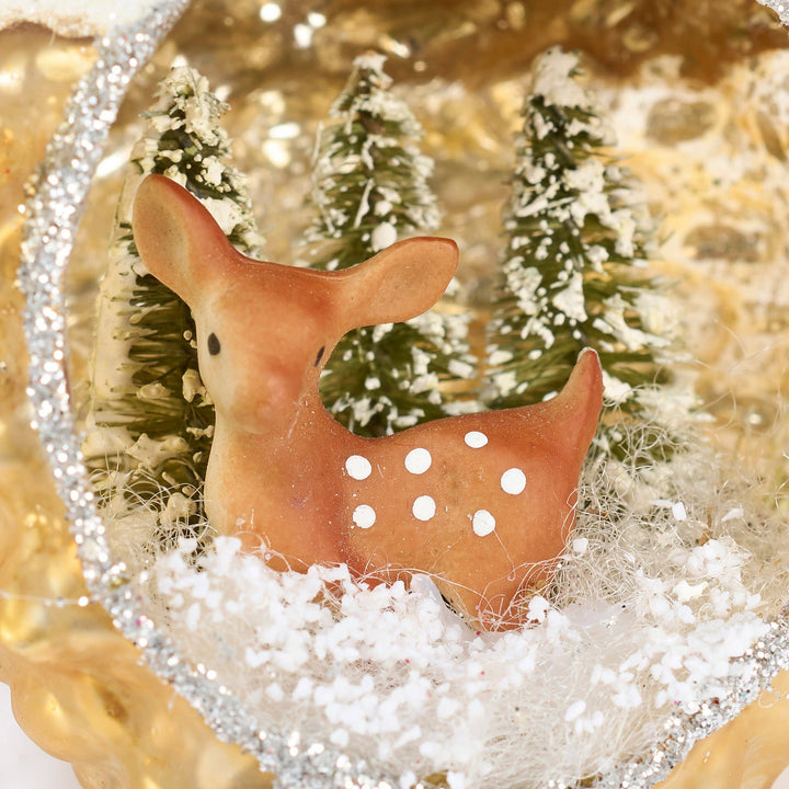 Primitives By Kathy Snowy Deer Glass Ornament