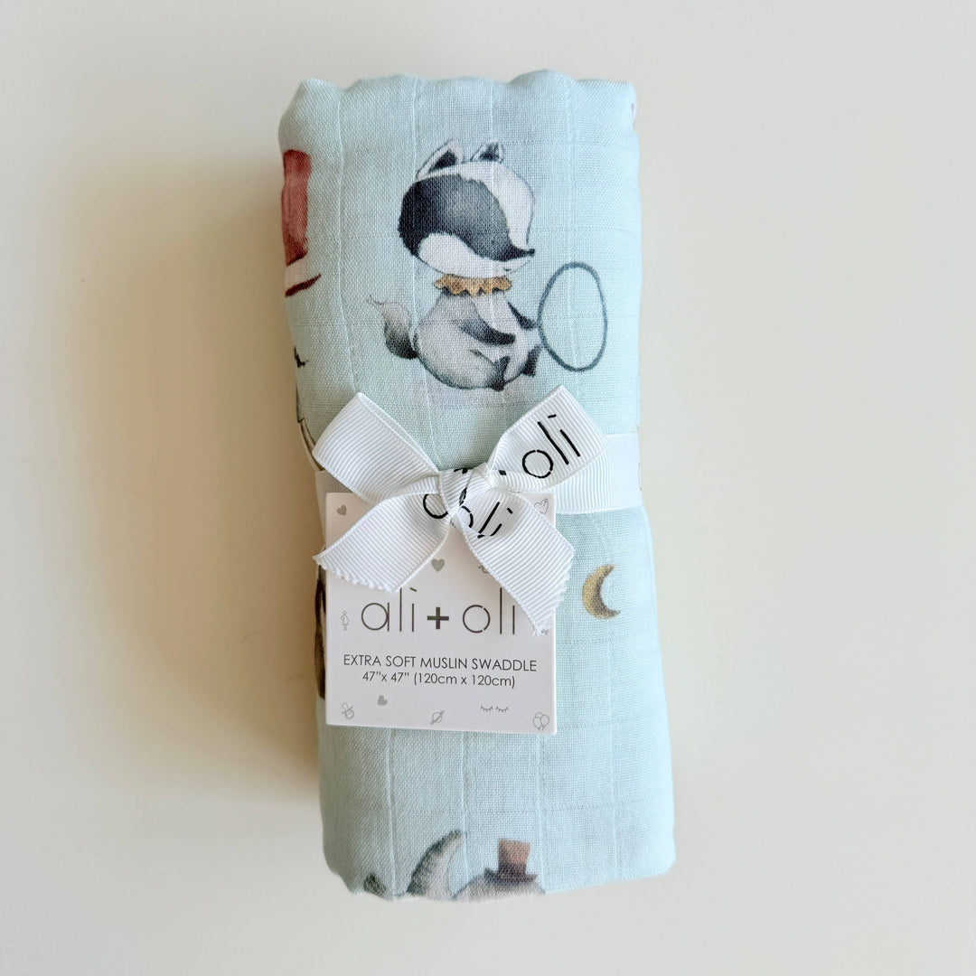 Ali + Oli Bamboo Muslin Swaddle Blanket - Circus
