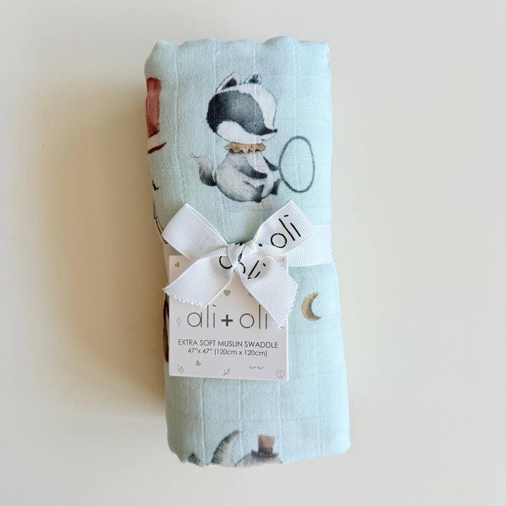 Ali + Oli Bamboo Muslin Swaddle Blanket - Circus