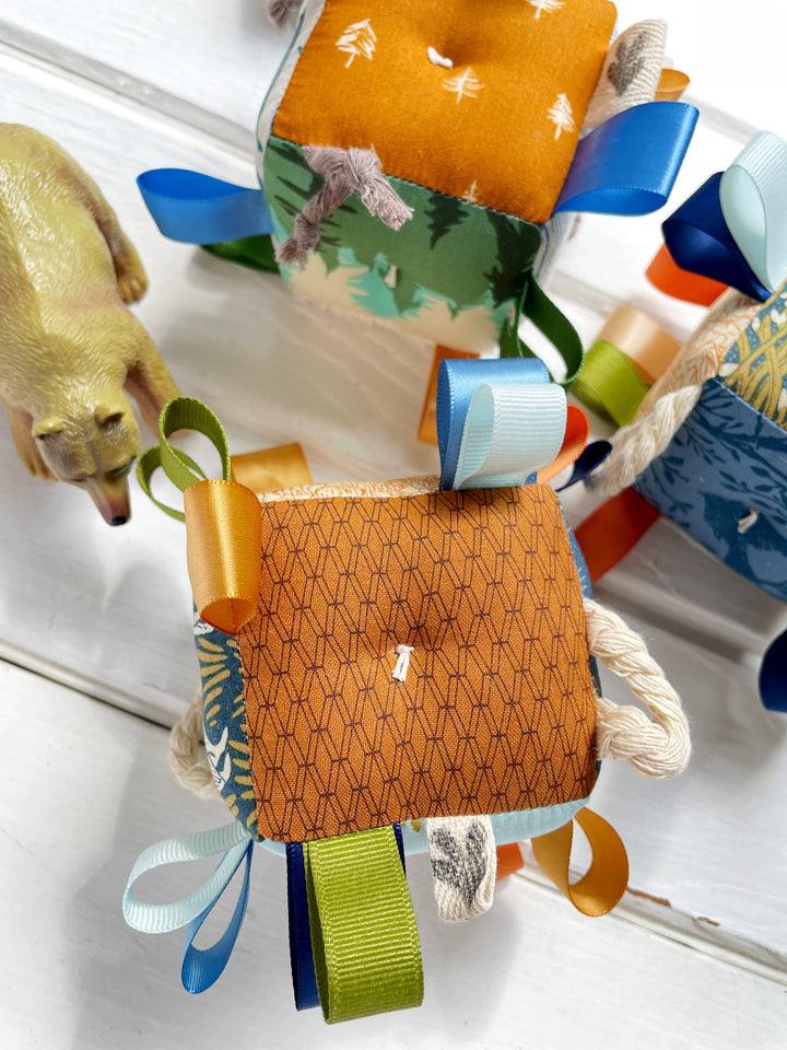 The Bird & Elephant Wolf Owls Baby Plush Block Woodland Baby Taggie