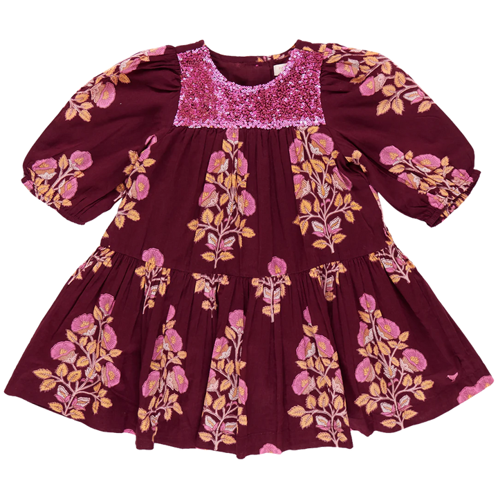 Pink Chicken Fiona Dress - Burgundy Bouquet Floral