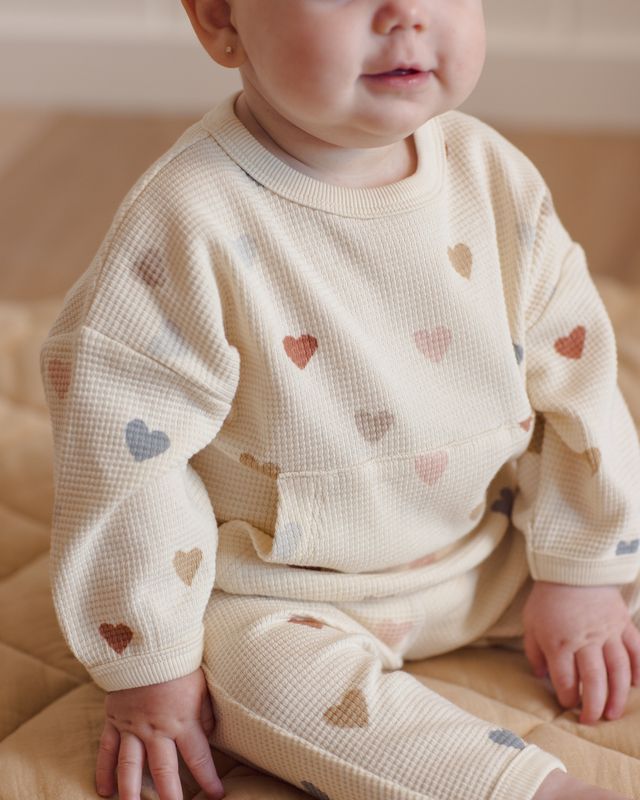 Quincy Mae Waffle Sweater Set - Confetti Heart