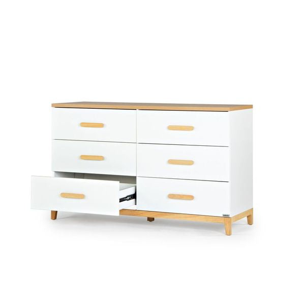 Dadada Lala Big 6-drawer Dresser - White/Red Oak