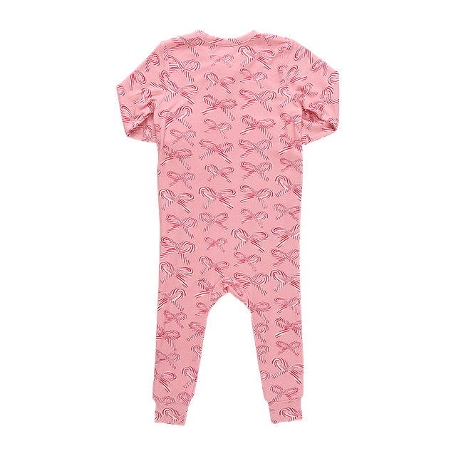 Pink Chicken Baby Ruffle Bamboo Romper - Candy Cane Bows