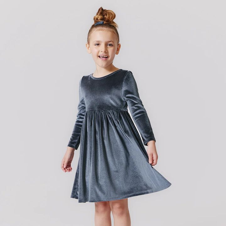 Pink Chicken Velour Steph Dress - Gray