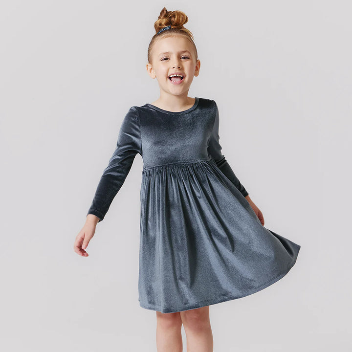 Pink Chicken Velour Steph Dress - Gray