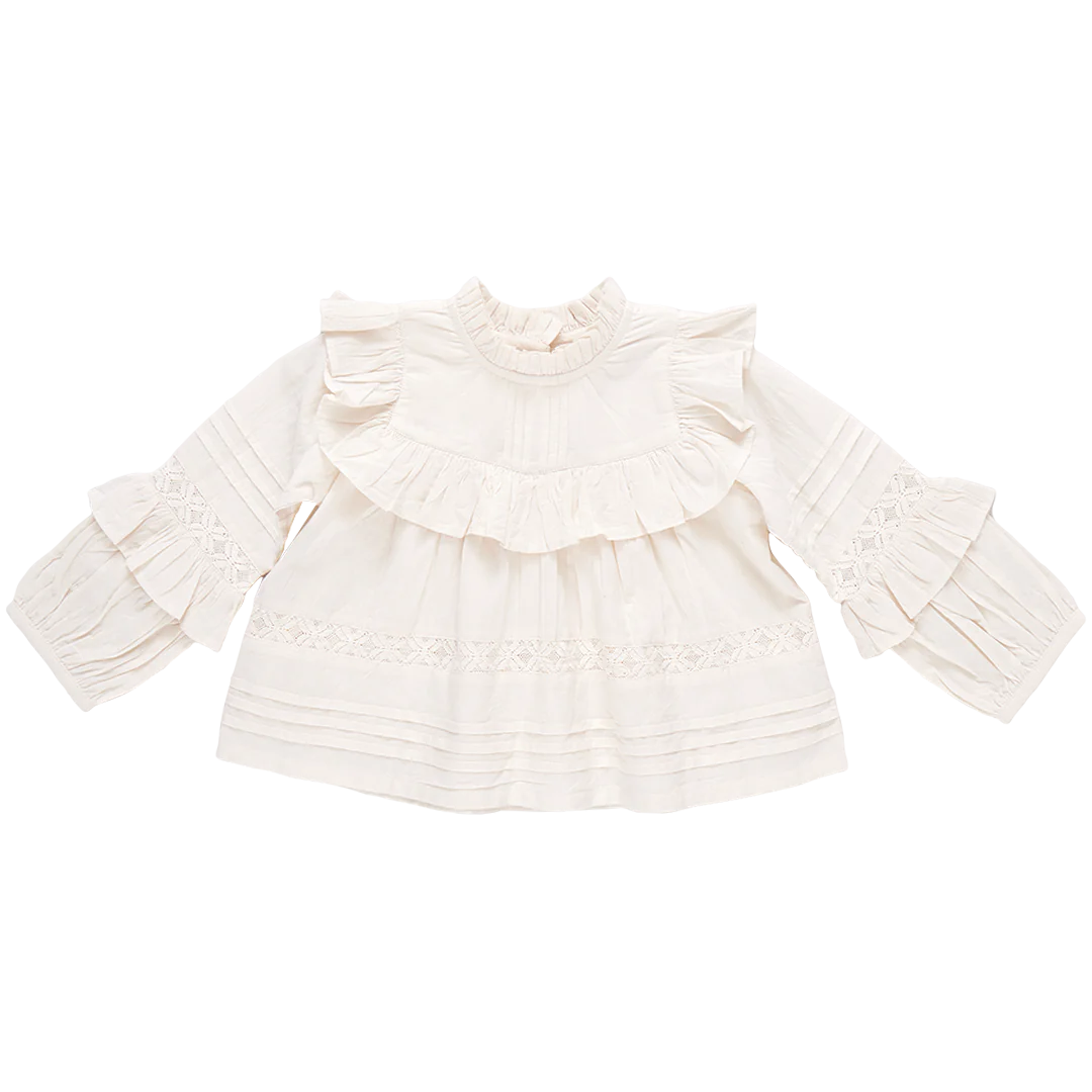 Pink Chicken Lace Mira Top - Antique White