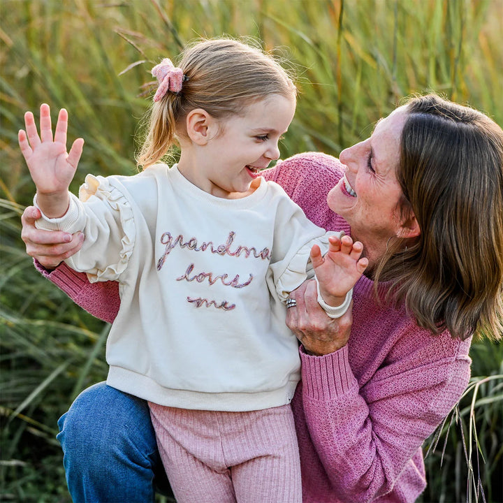 Oh Baby! Grandma Loves Me Ruffle Slouch Sweatshirt