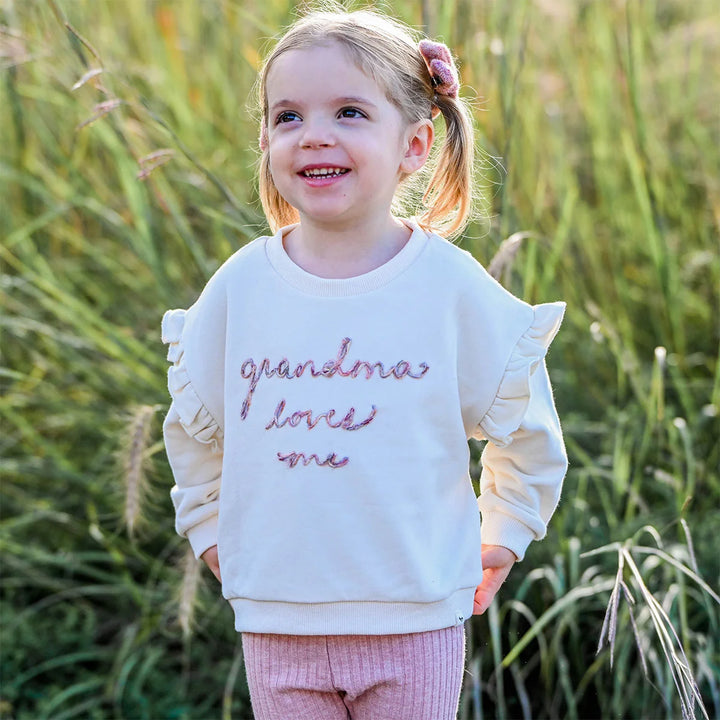 Oh Baby! Grandma Loves Me Ruffle Slouch Sweatshirt