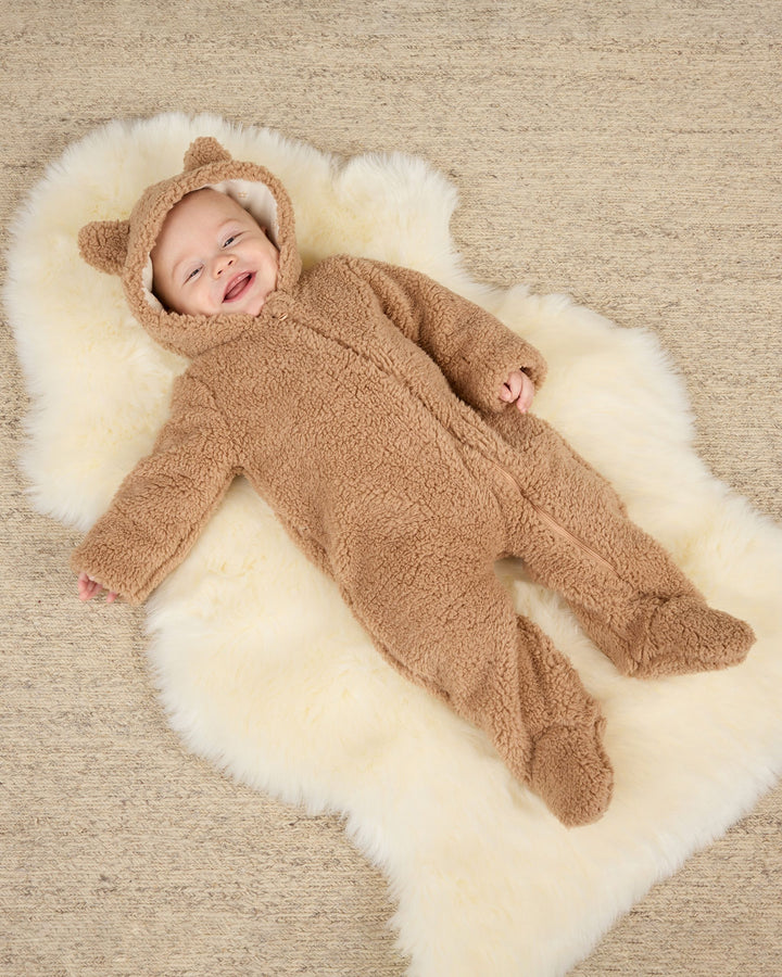 Quincy Mae Bear Jumpsuit - Beige