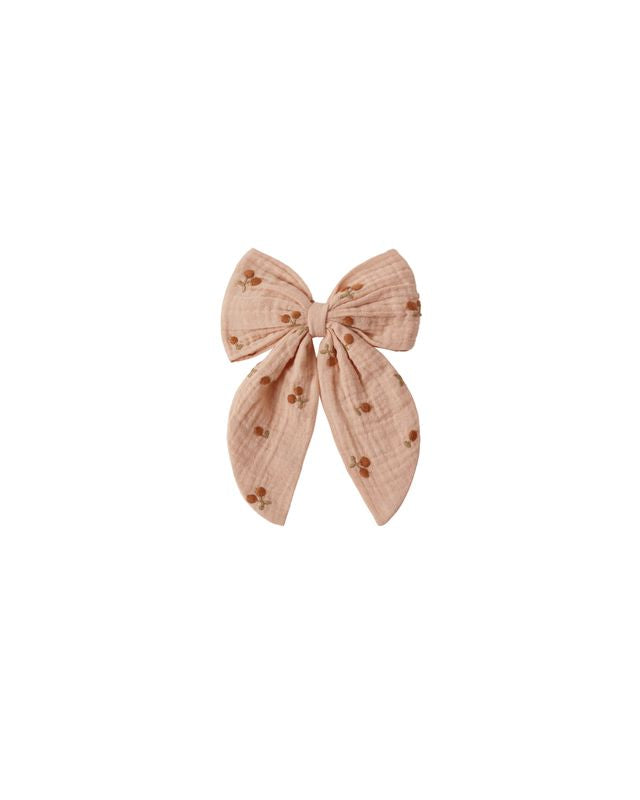 Rylee + Cru Oversized Bow - Cherry Embroidery