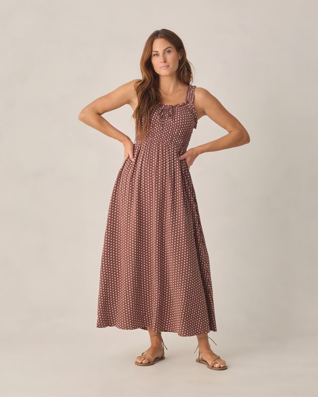 Rylee + Cru Women's Jane Dress - Chocolate Polka Dot