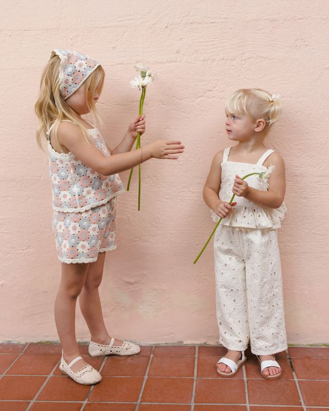 Rylee + Cru Lili Knit Set - Blue, Light Pink, Ivory