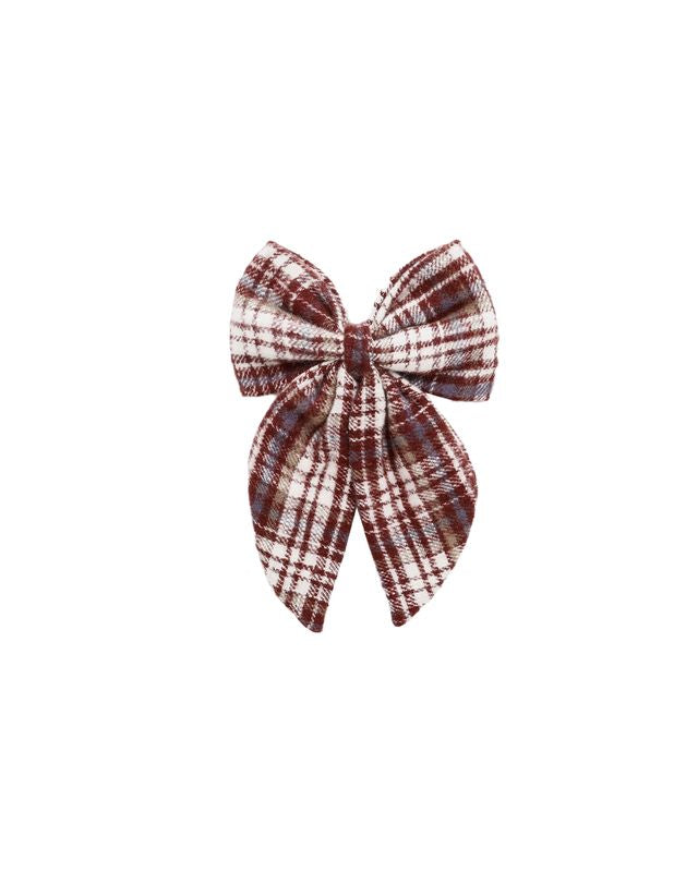 Rylee + Cru Oversized Bow - Burgundy Plaid
