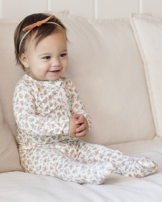 Quincy Mae Bamboo Zip Footie - Wildflower