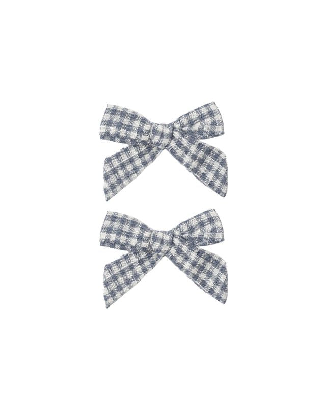 Rylee + Cru Bows, Set Of 2 - Marine Gingham