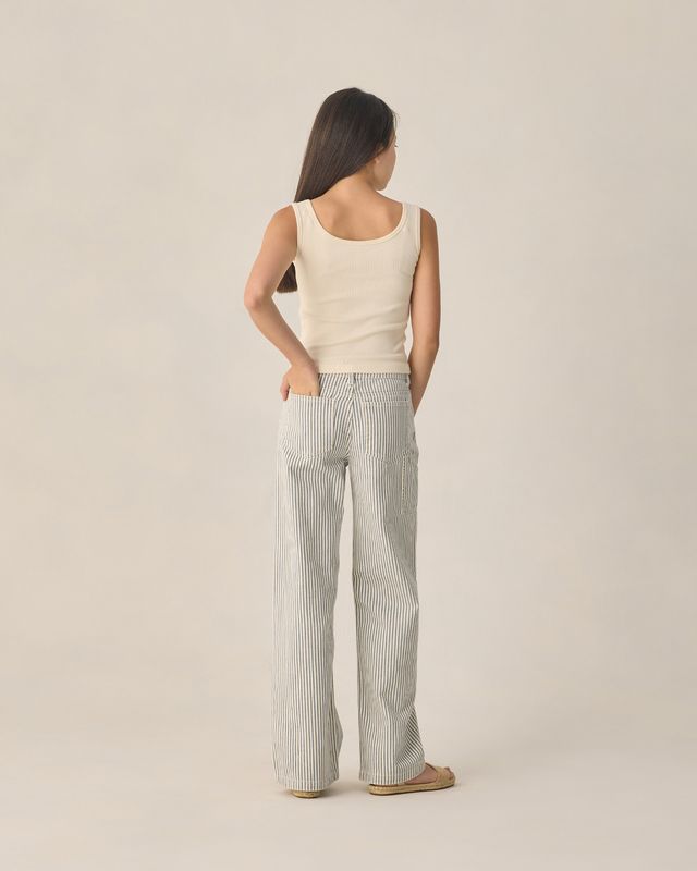 Rylee + Cru Teen Baggy Wide Leg Pant - Railroad Stripe
