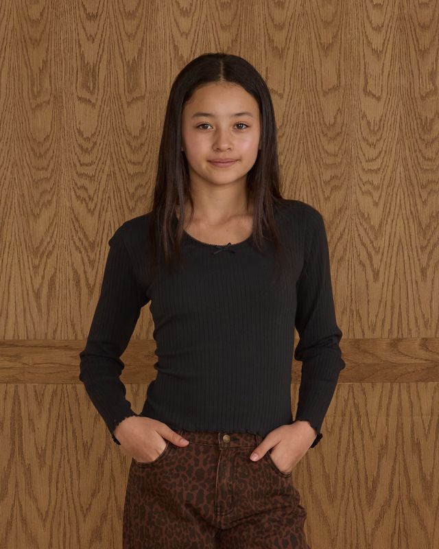 Rylee + Cru Teen Ribbed Long Sleeve - Black